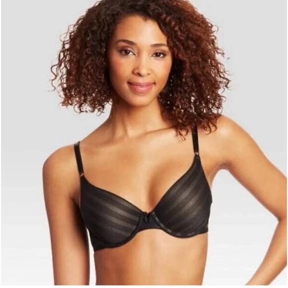 Maidenform Self Expressions Women's Striped T-Shirt Bra Black Size 36DD - Picture 1 of 2